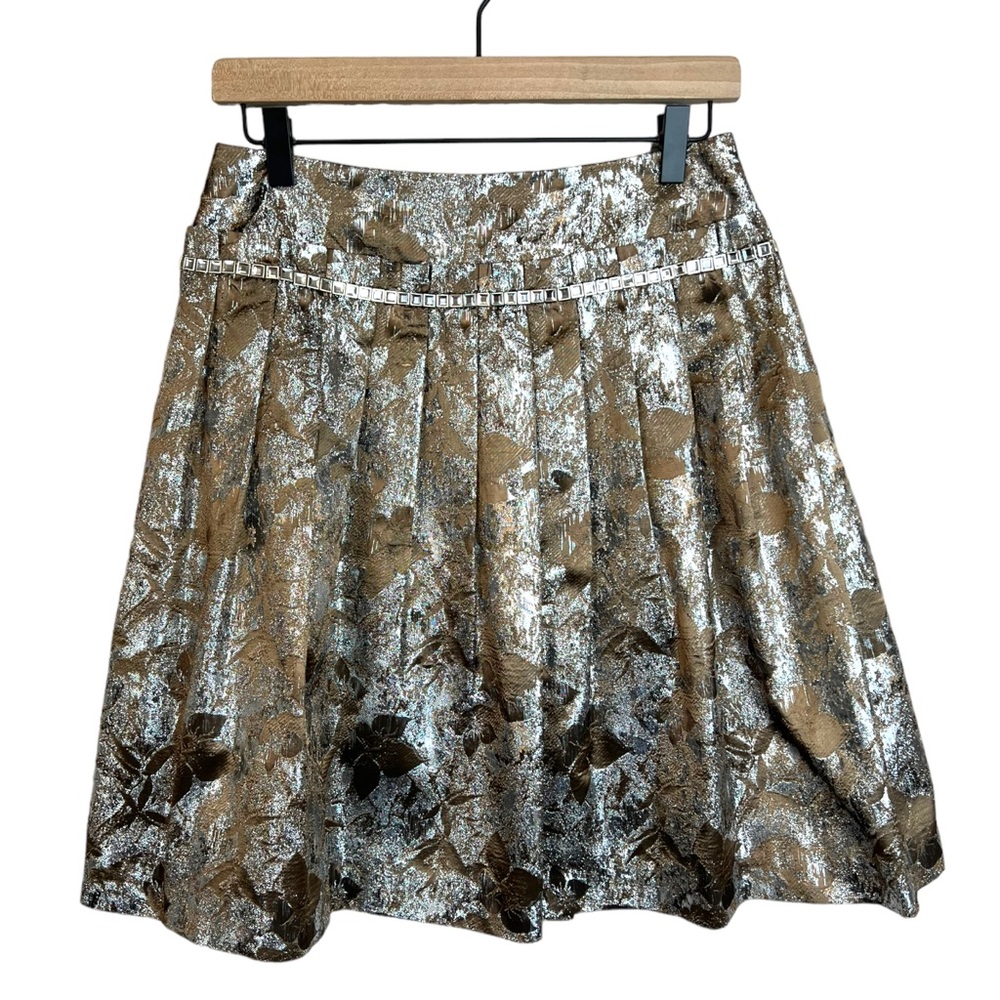 CARMEN MARC VALVO Truffle Pewter Metallic Skirt